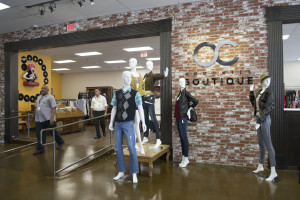 Mannequins and exposed brick walls help give the OC Goodwill Boutique in Huntington Beach a more glamorous look than a typical thrift store.
